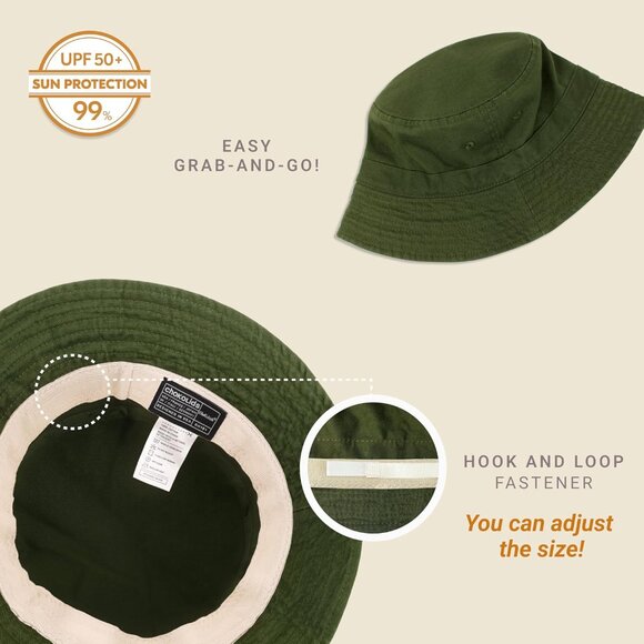 EVERYDAY Cotton Style Bucket Hat Unisex Trendy - Army Green - Picture 2 of 6